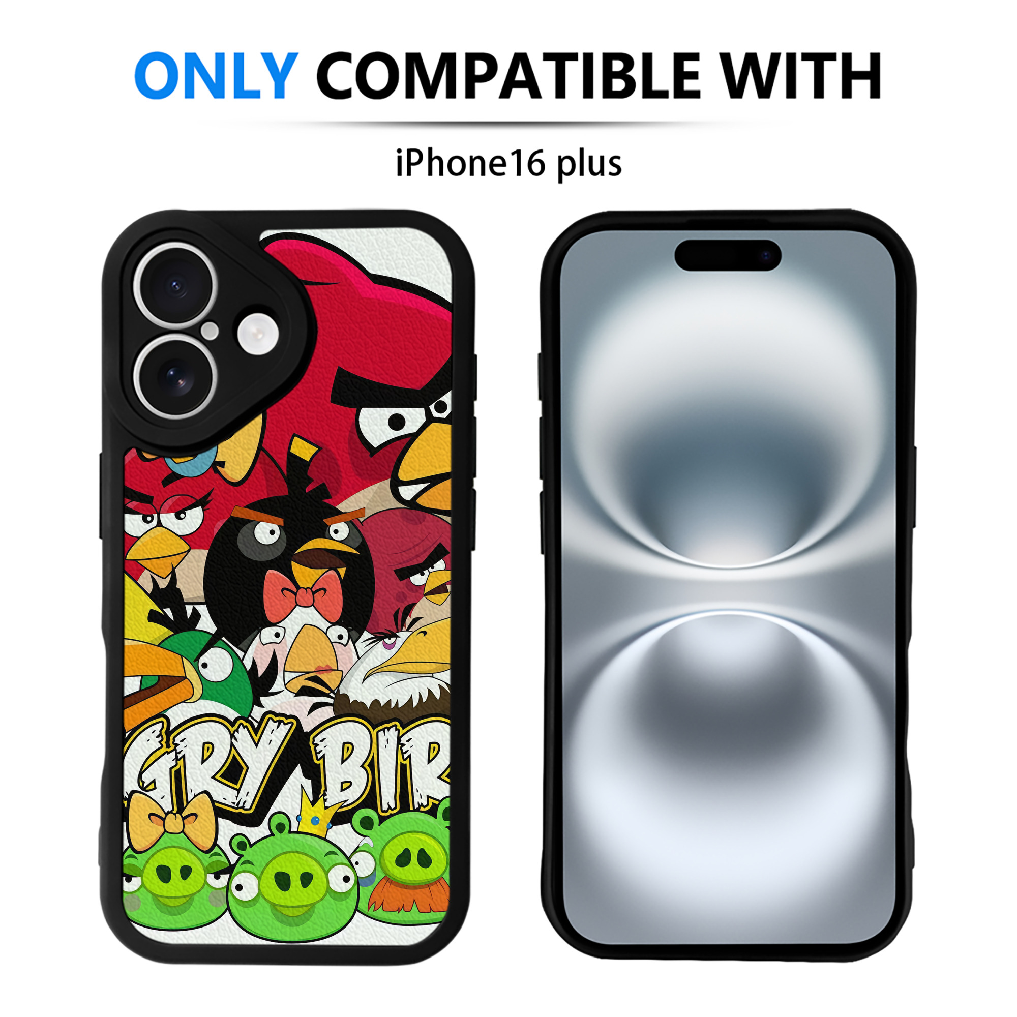 （画像用） Angry Birds アングリーバード 【iPhone 16シリーズ対応】シリコンスマホケース（レザー調） 材質：シリコン